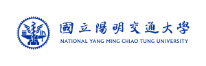 Horizontal blue Chinese and English school emblem